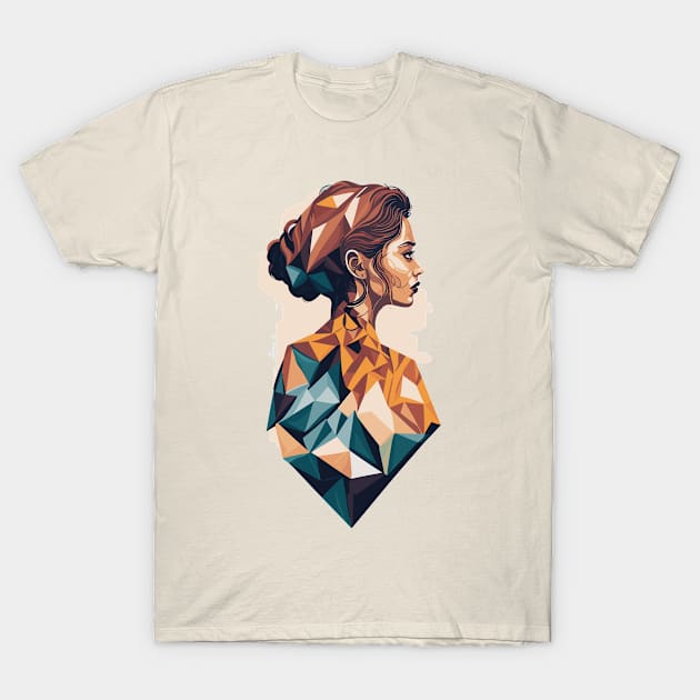 geometric woman from behind T-Shirt by Luvleigh
